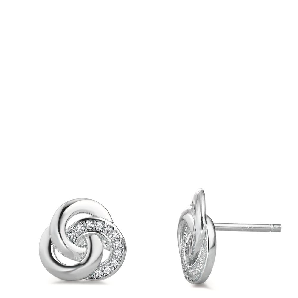 Orecchini a bottone Argento Zirconia rodiato Ø10 mm