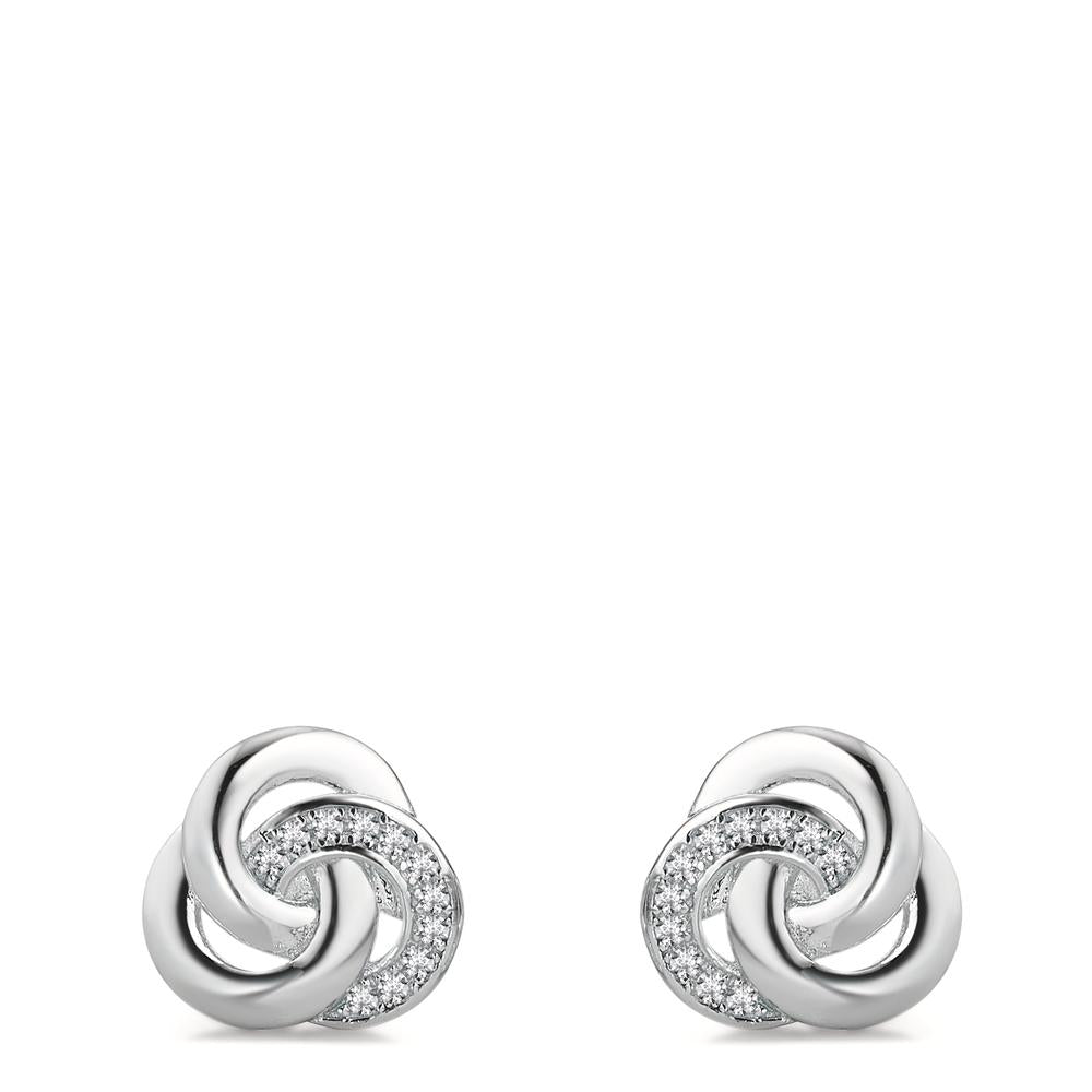 Orecchini a bottone Argento Zirconia rodiato Ø10 mm