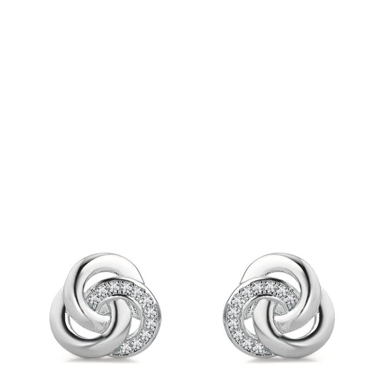 Orecchini a bottone Argento Zirconia rodiato Ø10 mm