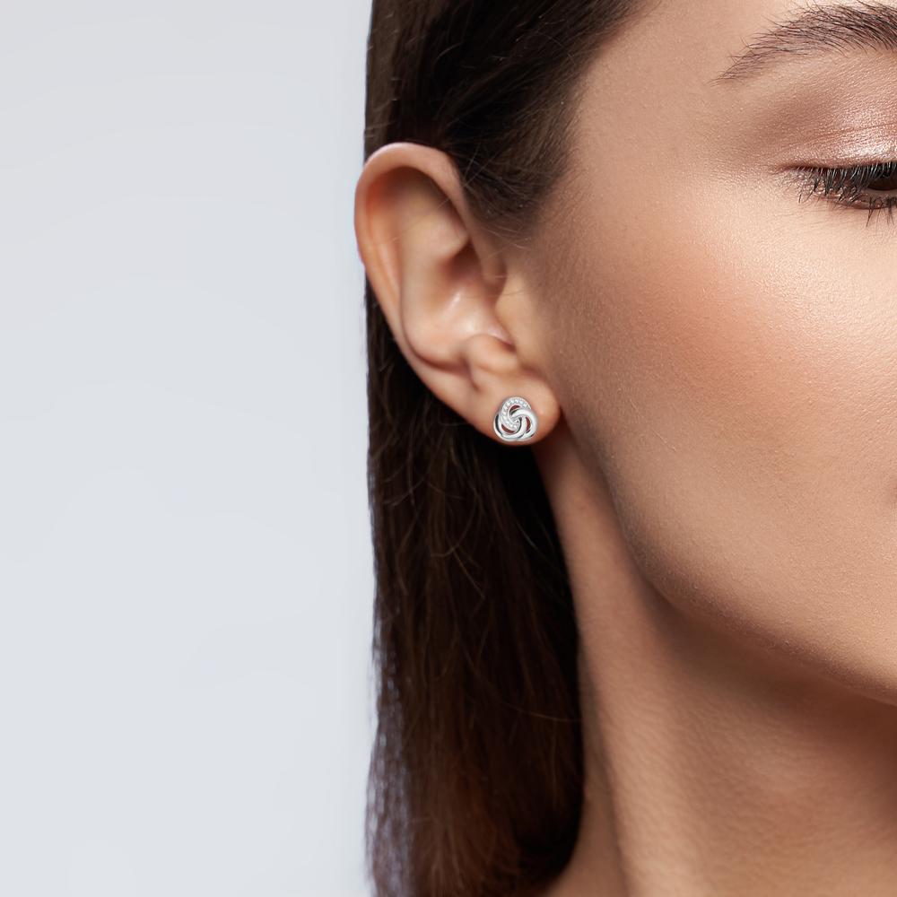 Orecchini a bottone Argento Zirconia 22 pietra rodiato Ø10 mm