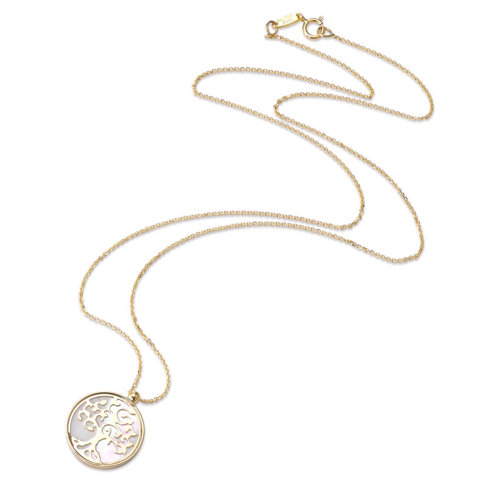 Collana Oro giallo 750/18 carati Madreperla Albero della vita 42 cm Ø14 mm