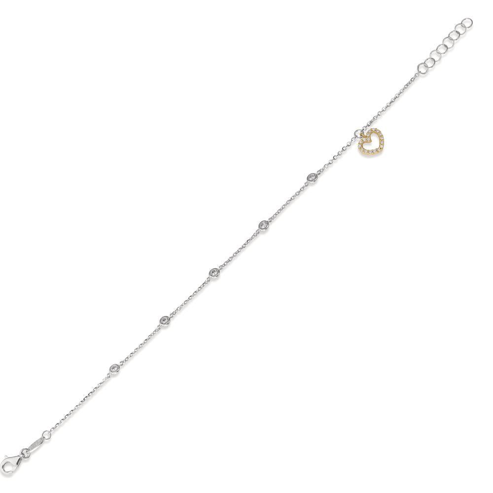 Bracciale Oro bianco 750/18 carati, Oro giallo 750/18 carati Zirconia Cuore 16.5-18.5 cm