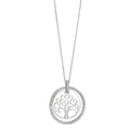 Collana Oro bianco 750/18 carati Zirconia Albero della vita 42 cm Ø18 mm