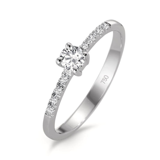 Anello solitario Oro bianco 750/18 carati Diamante bianco, 0.04 ct, 8 pietra, [Brillant], w-si, Diamante bianco, 0.20 ct, [Brillant], w-si