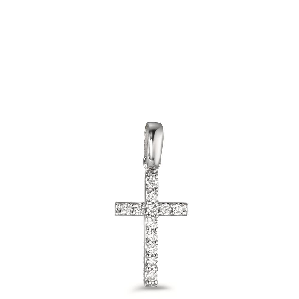 Ciondolo Oro bianco 750/18 carati Diamante 0.12 ct, 12 pietra, w-si Croce