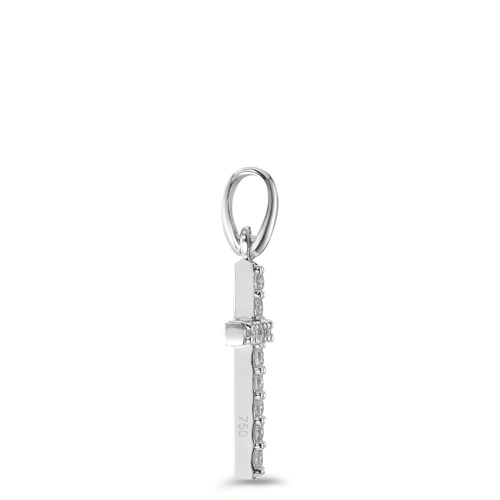 Ciondolo Oro bianco 750/18 carati Diamante 0.12 ct, 12 pietra, w-si Croce