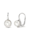 Orecchini Oro bianco 750/18 carati Diamante 0.36 ct, w-si Perla coltivata d'acqua dolce bianco, 8 mm
