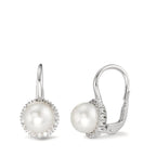 Orecchini Oro bianco 750/18 carati Diamante 0.36 ct, w-si Perla coltivata d'acqua dolce bianco, 8 mm