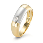 Anello Oro giallo 750/18 carati, Oro bianco 750/18 carati Diamante 0.02 ct, w-si