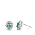 Orecchini a bottone Oro bianco 750/18 carati Smeraldo 0.80 ct, 2 pietra, Diamante 0.36 ct, w-si