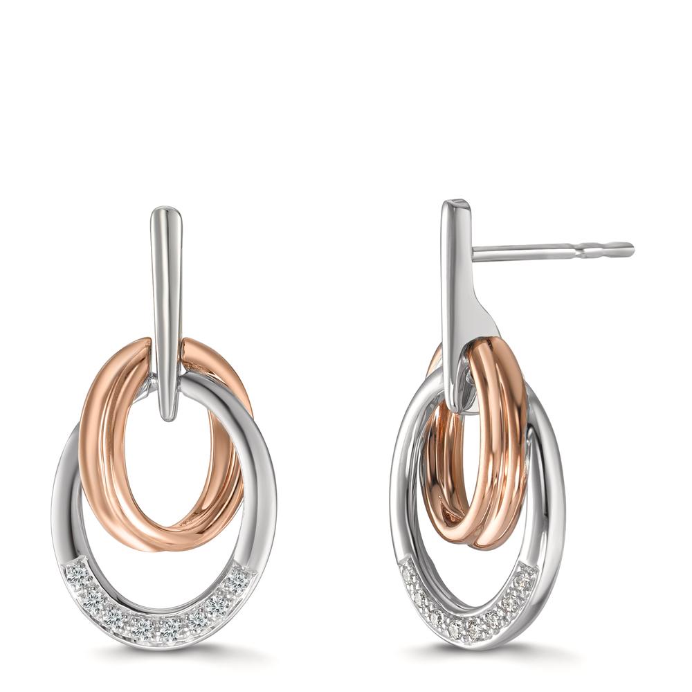 Orecchini Oro bianco 750/18 carati, Oro rosso 750/18 carati Diamante 0.08 ct, 16 pietra, w-si