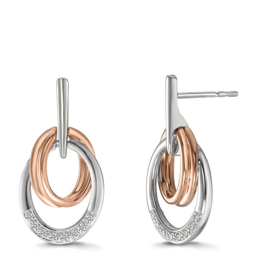 Orecchini Oro bianco 750/18 carati, Oro rosso 750/18 carati Diamante 0.08 ct, 16 pietra, w-si