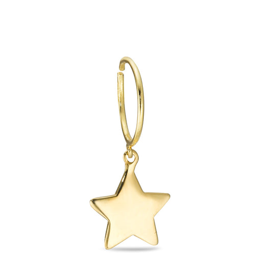 Orecchino a cerchio con pendente Oro giallo 750/18 carati Stella Ø9.5 mm