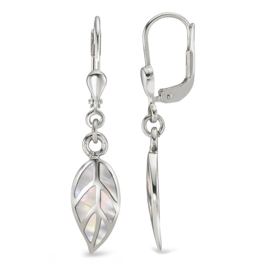 Orecchini Argento Madreperla bianco Foglio