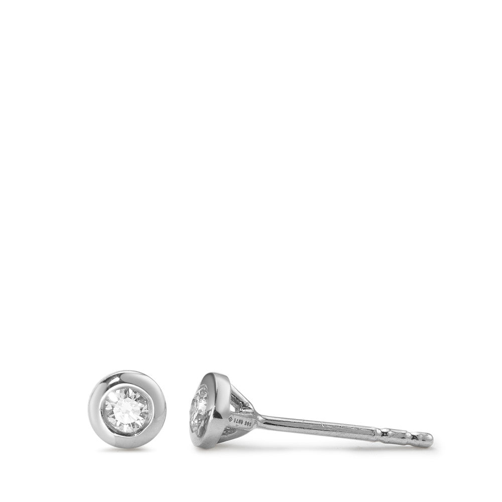 Orecchini a bottone Oro bianco 585/14 kt Diamante 0.10 ct, 2 pietra, w-si Ø4.5 mm