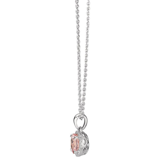 Collana Oro bianco 750/18 carati Morganite, Diamante 0.06 ct, w-si 42-45 cm