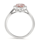 Anello Oro bianco 750/18 carati Morganite, Diamante 0.11 ct, w-si