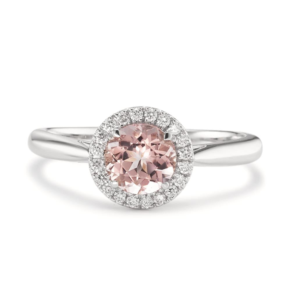 Anello Oro bianco 750/18 carati Morganite, Diamante 0.11 ct, w-si