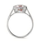 Anello Oro bianco 750/18 carati Morganite 1.45 ct, Diamante 0.09 ct, 32 pietra, [Brillant], w-si
