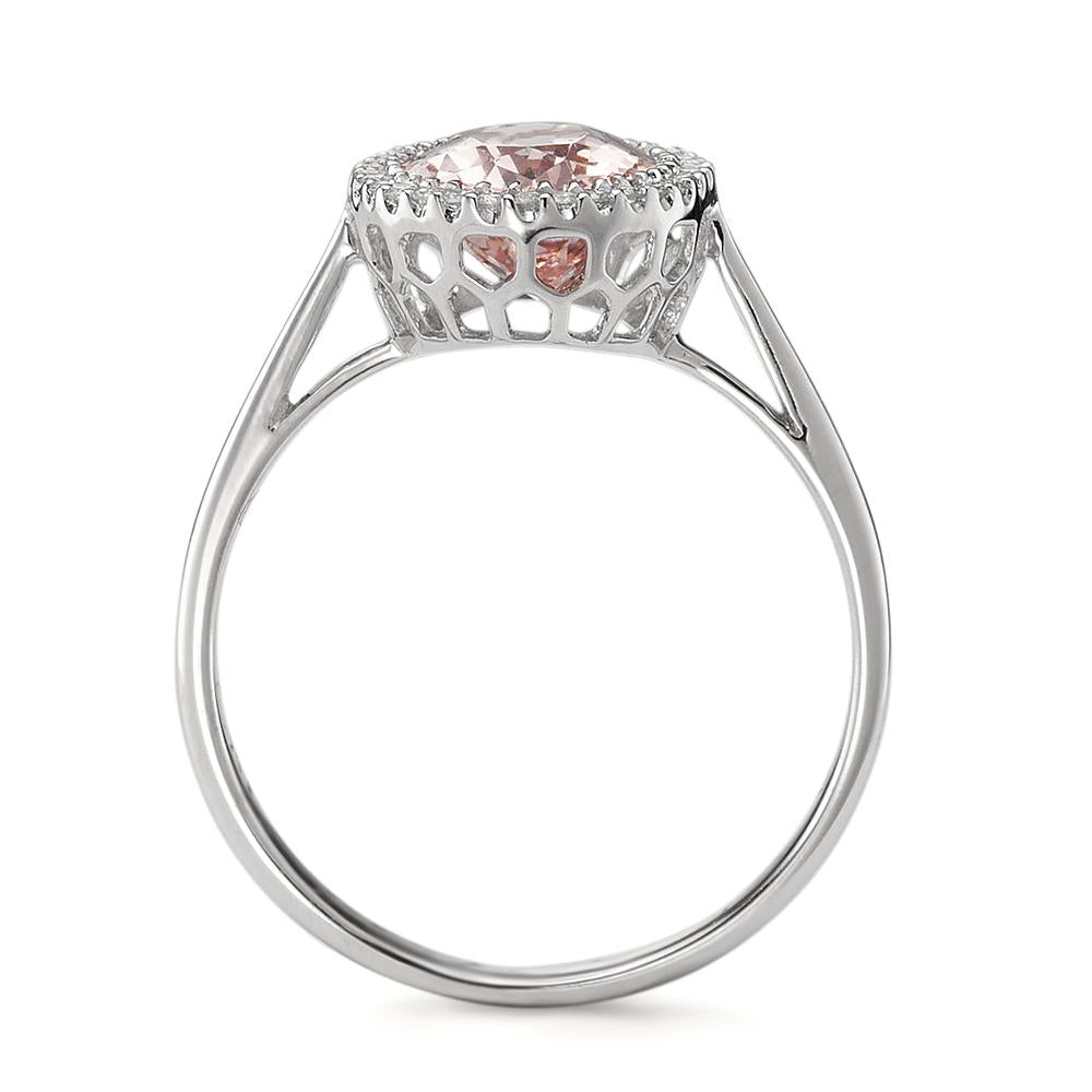 Anello Oro bianco 750/18 carati Morganite 1.45 ct, Diamante 0.09 ct, 32 pietra, [Brillant], w-si