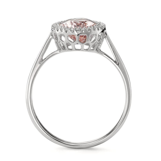 Anello Oro bianco 750/18 carati Morganite, Diamante 0.09 ct, 32 pietra, [Brillant], w-si