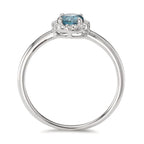 Anello Oro bianco 750/18 carati Topazio azzurro di Londra, Diamante 0.11 ct, 16 pietra, [Brillant], w-si