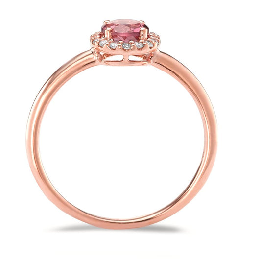 Anello Oro rosso 750/18 carati Tormalina, Diamante 0.11 ct, 16 pietra, [Brillant], w-si