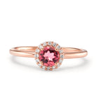Anello Oro rosso 750/18 carati Tormalina, Diamante 0.11 ct, 16 pietra, [Brillant], w-si