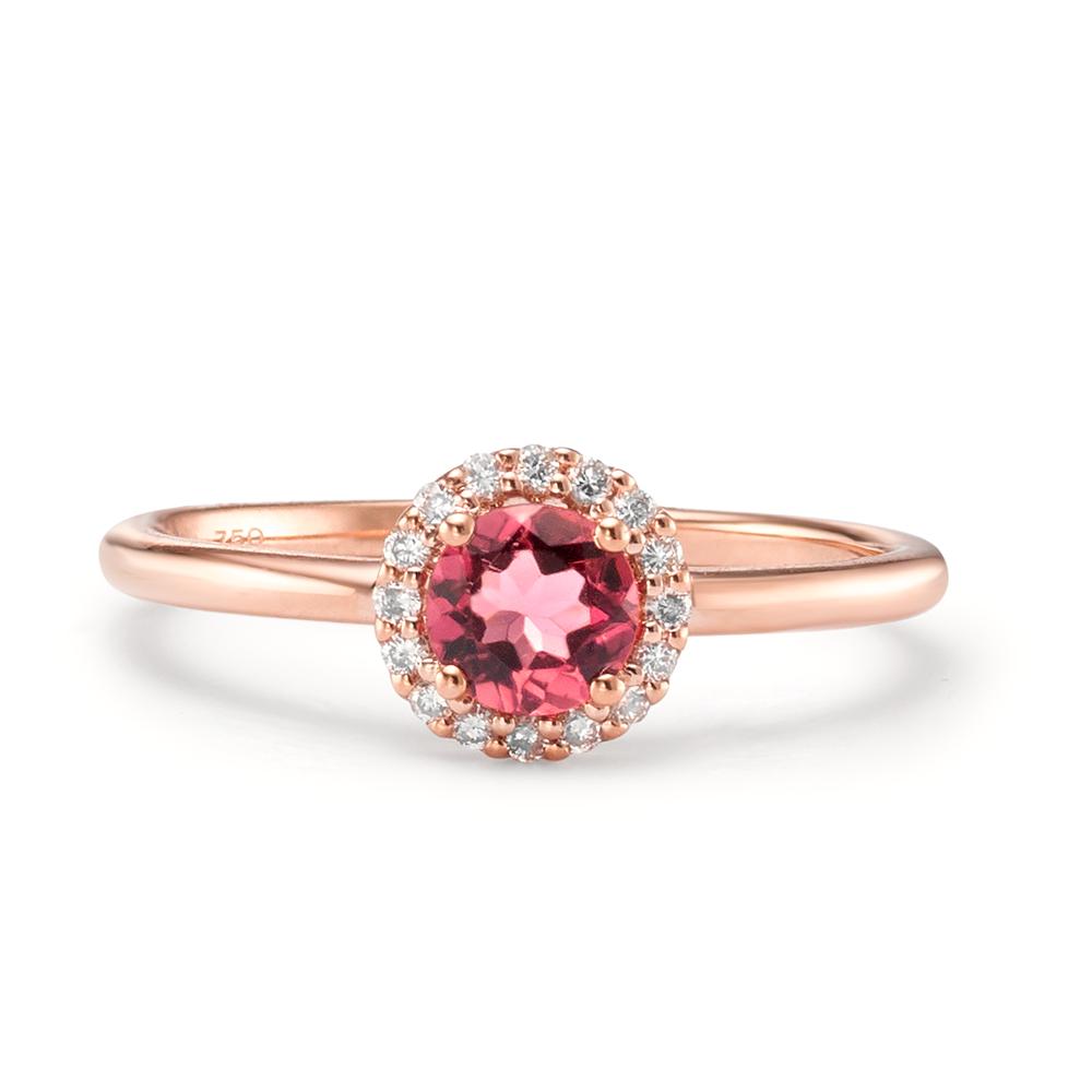 Anello Oro rosso 750/18 carati Tormalina, Diamante 0.11 ct, 16 pietra, [Brillant], w-si