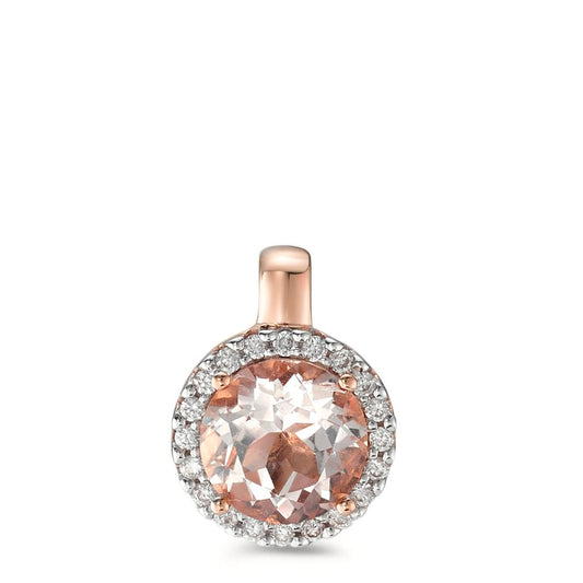 Ciondolo Oro rosso 750/18 carati Morganite, Diamante 0.10 ct, 20 pietra, [Brillant], w-si Ø9.5 mm