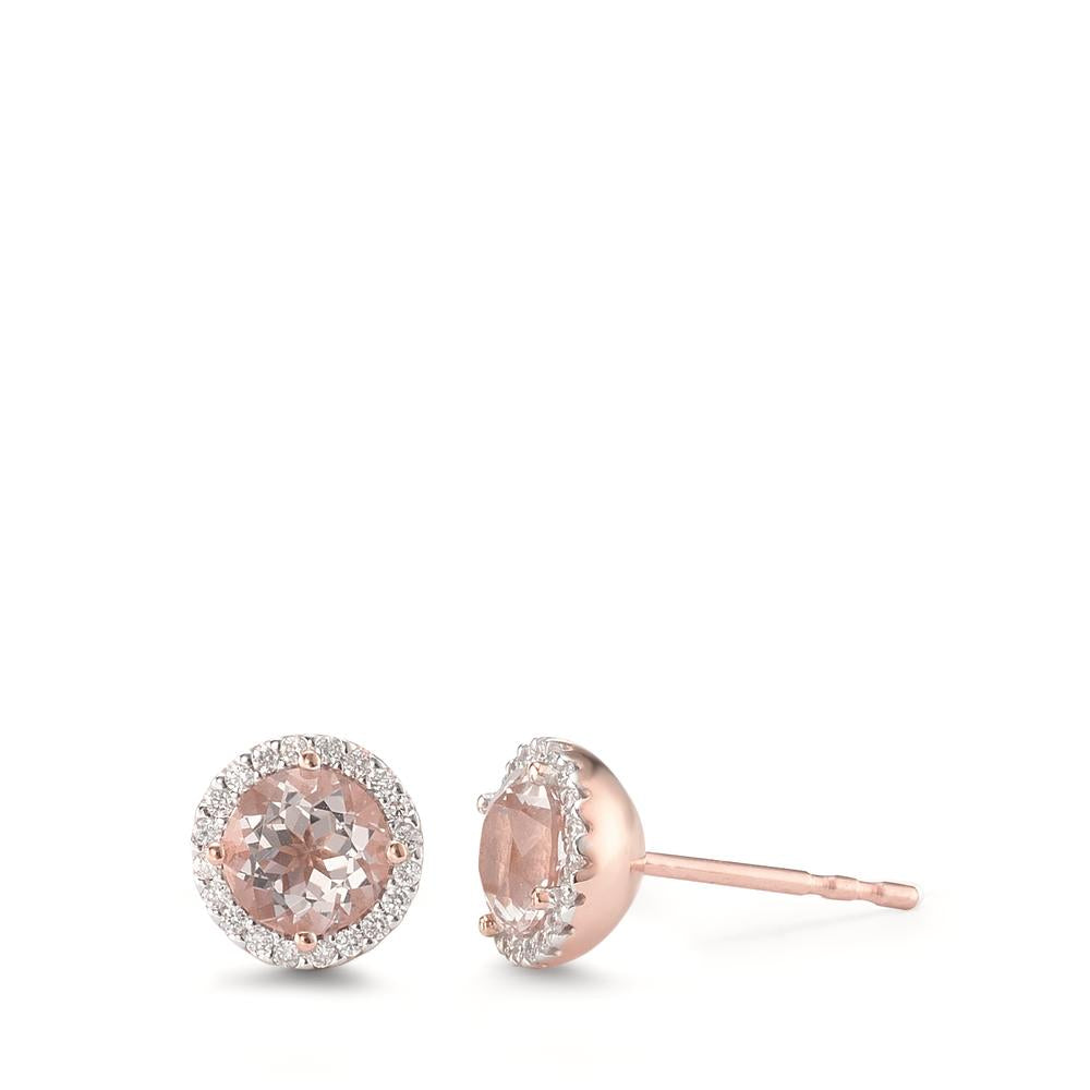 Orecchini a bottone Oro rosso 750/18 carati Morganite Ø7 mm