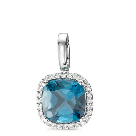 Ciondolo Oro bianco 750/18 carati Topazio azzurro di Londra w-si, Diamante 0.14 ct, 28 pietra, [Brillant], w-si