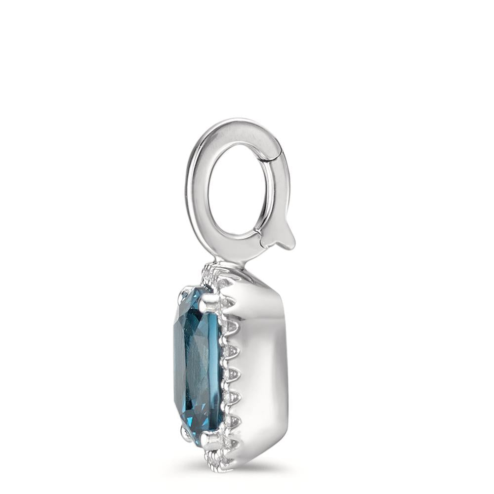 Ciondolo Oro bianco 750/18 carati Topazio azzurro di Londra w-si, Diamante 0.14 ct, 28 pietra, [Brillant], w-si
