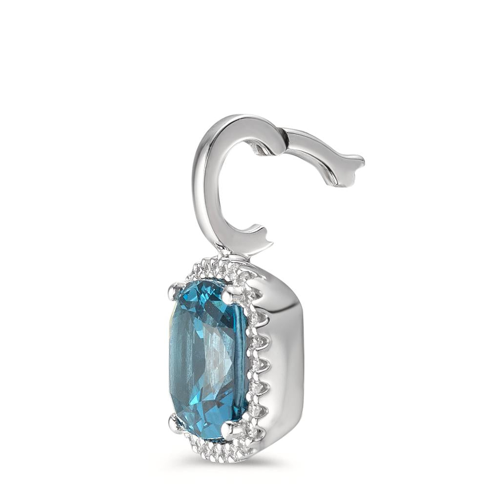 Ciondolo Oro bianco 750/18 carati Topazio azzurro di Londra w-si, Diamante 0.14 ct, 28 pietra, [Brillant], w-si