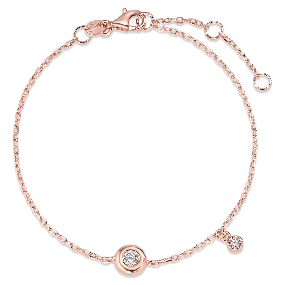 Bracciale Argento Zirconia 2 pietra rosa dorato 16-19 cm