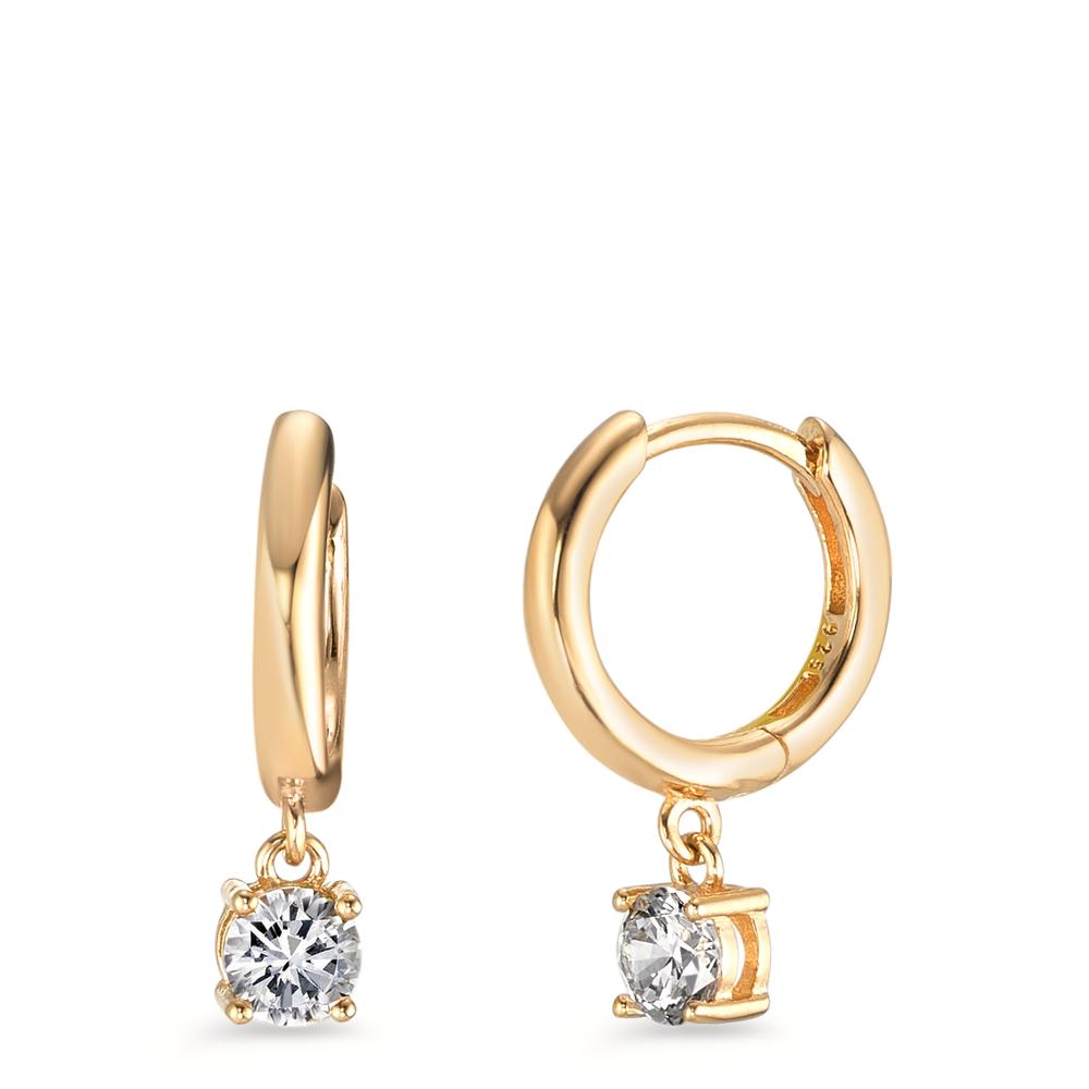 Orecchini circolari Argento Zirconia giallo dorato