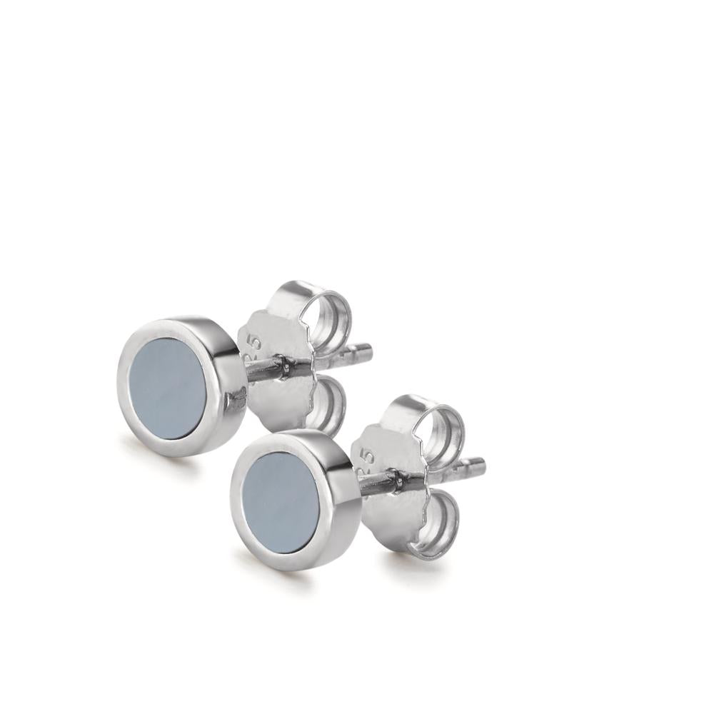 Orecchini a bottone Argento rodiato Madreperla nero Ø6 mm
