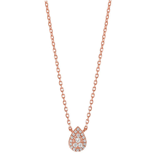 Collana Argento Zirconia rosa dorato 39-44 cm