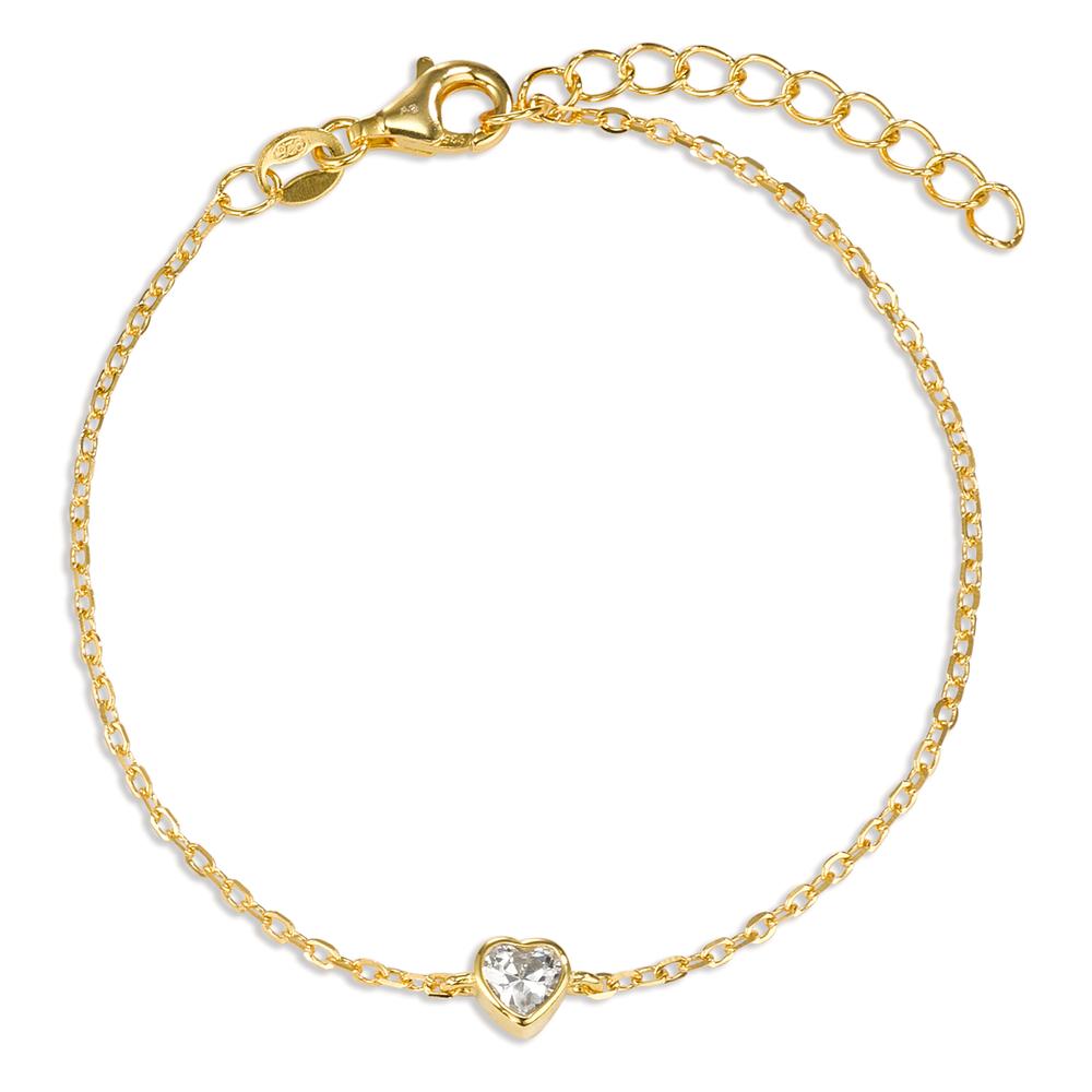 Bracciale Argento Zirconia giallo dorato Cuore 16-19 cm
