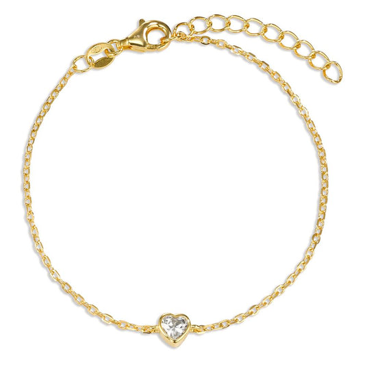 Bracciale Argento Zirconia giallo dorato Cuore 16-19 cm