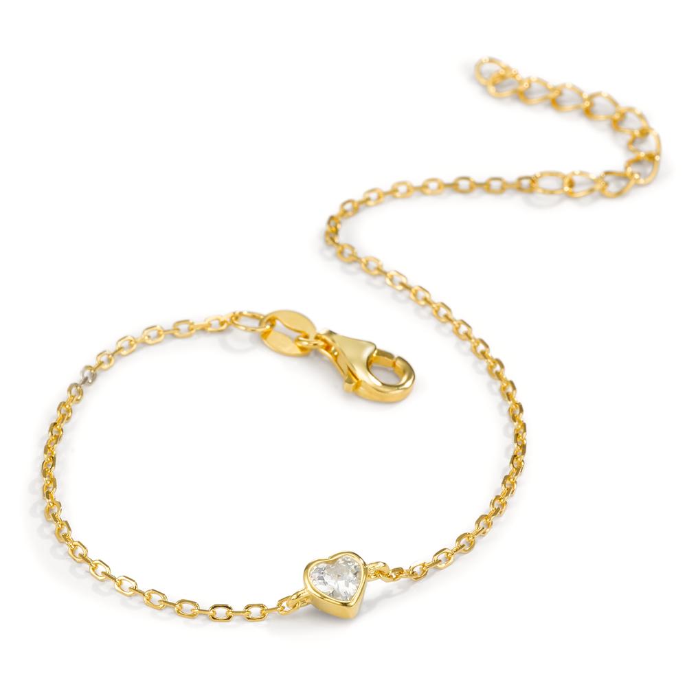 Bracciale Argento Zirconia giallo dorato Cuore 16-19 cm