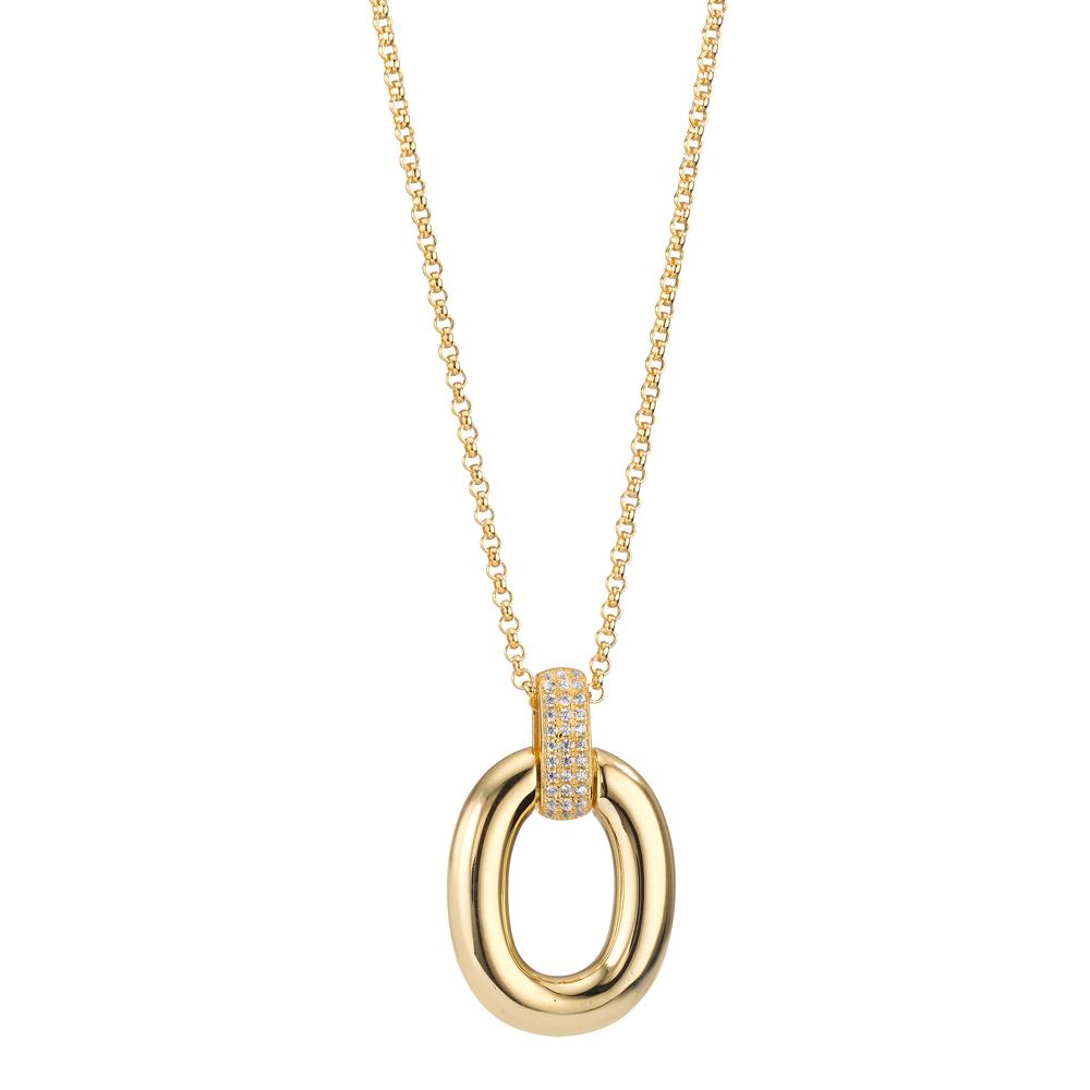 Catena con ciondolo Argento Zirconia 33 pietra giallo dorato 40-45 cm
