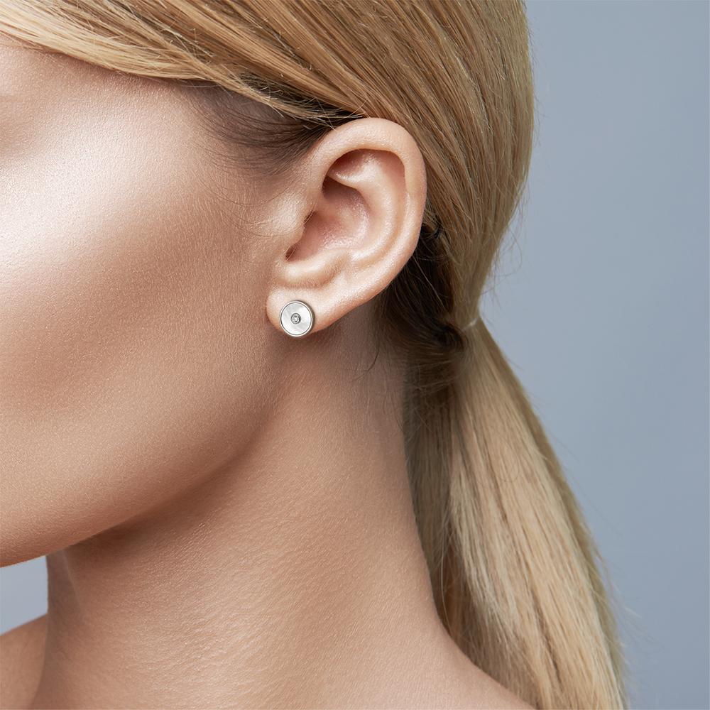 Orecchini a bottone Argento Zirconia 2 pietra rodiato Madreperla Ø11.5 mm