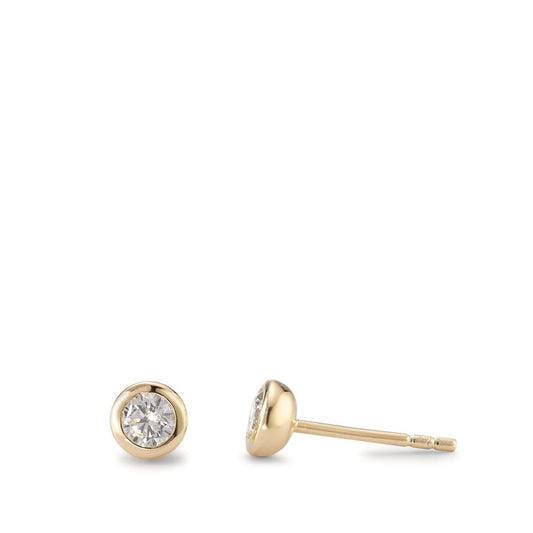 Orecchini a bottone Argento Zirconia 2 pietra giallo dorato Ø5 mm
