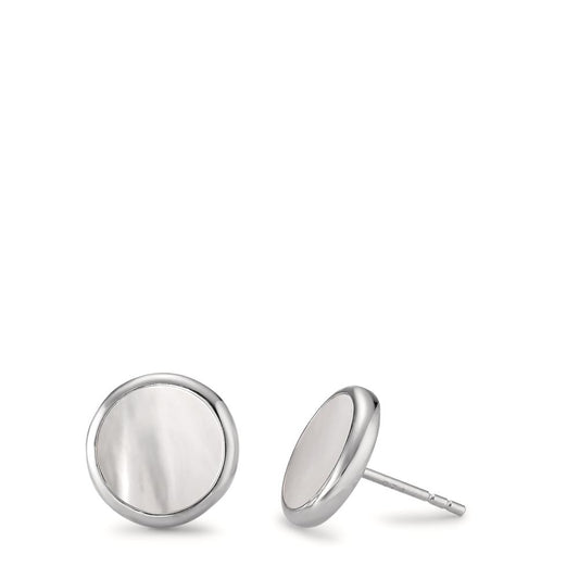 Orecchini a bottone Argento rodiato Madreperla bianco Ø12 mm