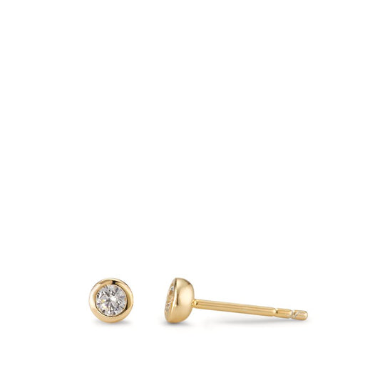 Orecchini a bottone Argento Zirconia 2 pietra giallo dorato