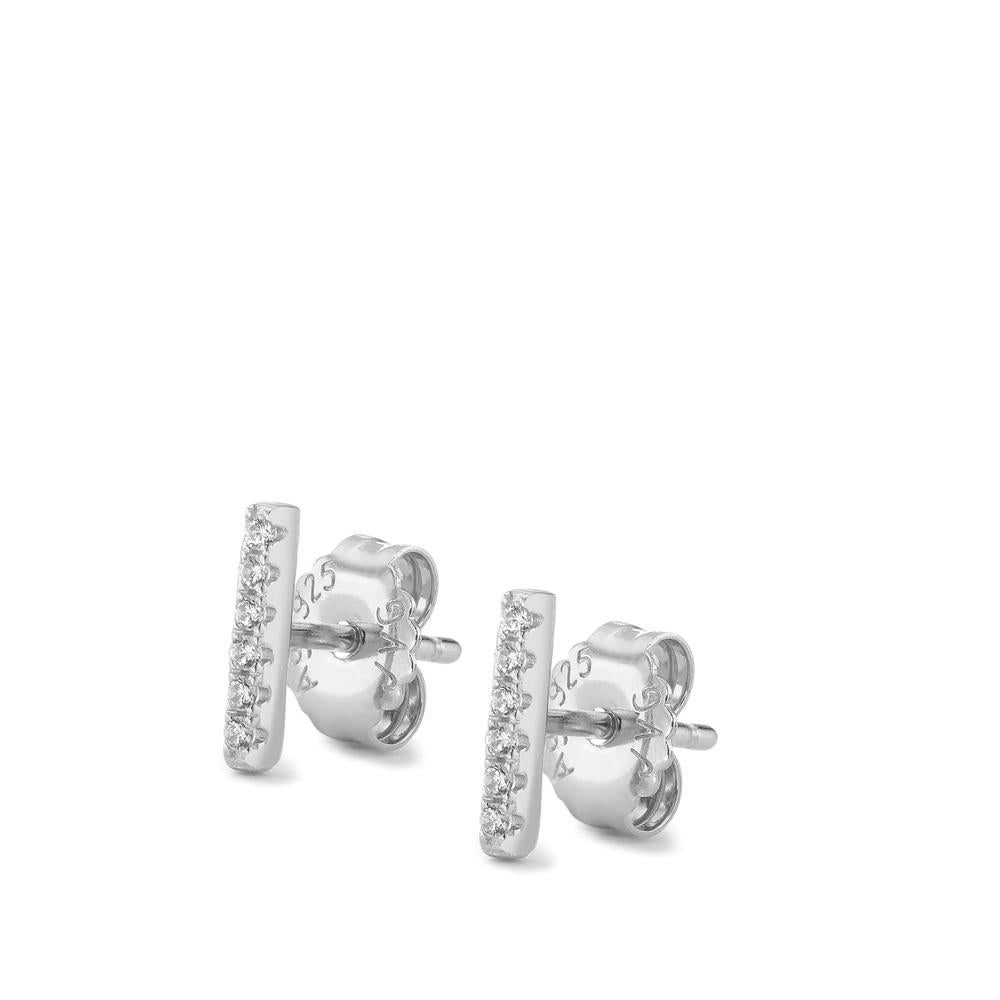 Orecchini a bottone Argento Zirconia 12 pietra rodiato