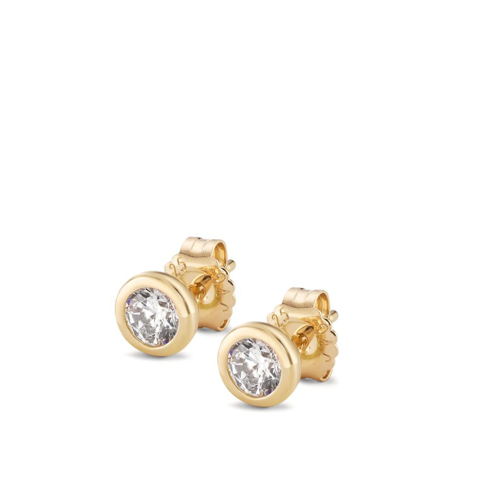 Orecchini a bottone Argento Zirconia 2 pietra giallo dorato Ø6 mm