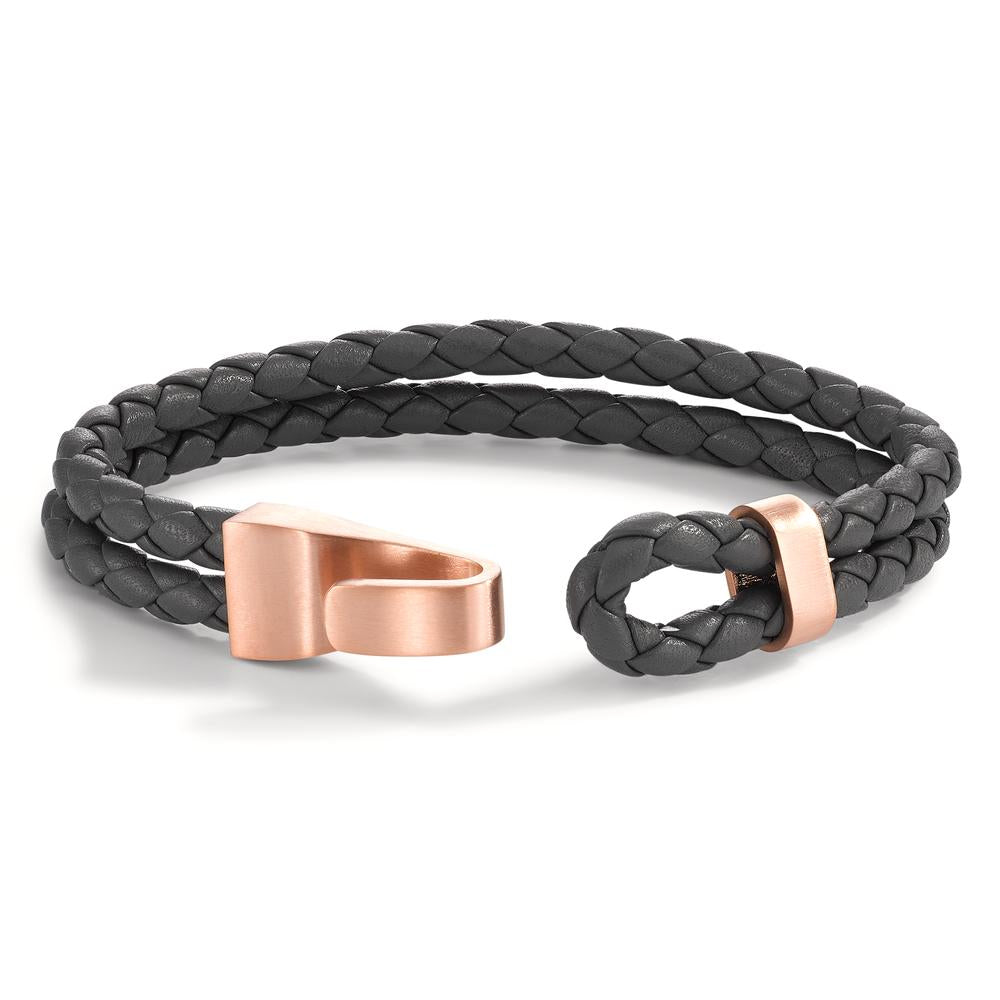 Bracciale Pelle, Acciaio inossidabile rosa rivestimento IP 23 cm