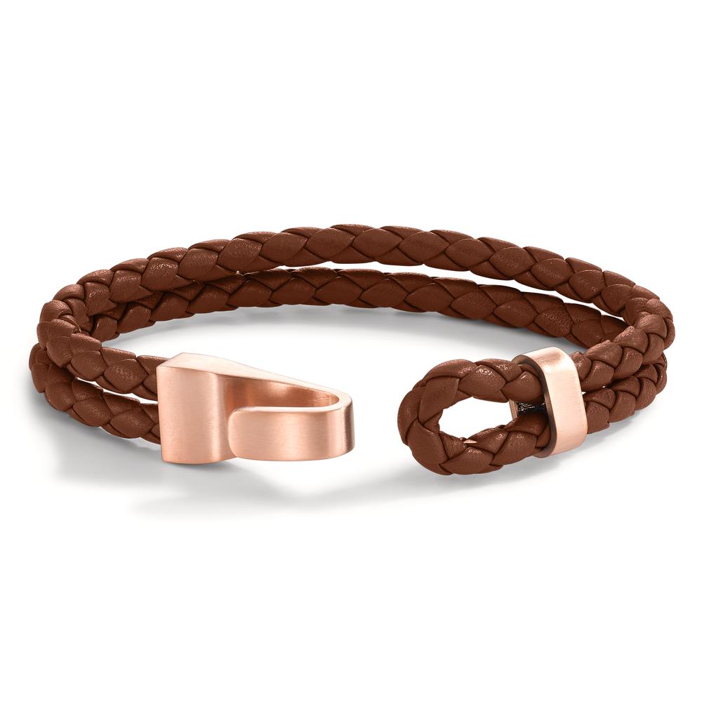Bracciale Pelle, Acciaio inossidabile rosa rivestimento IP 23 cm